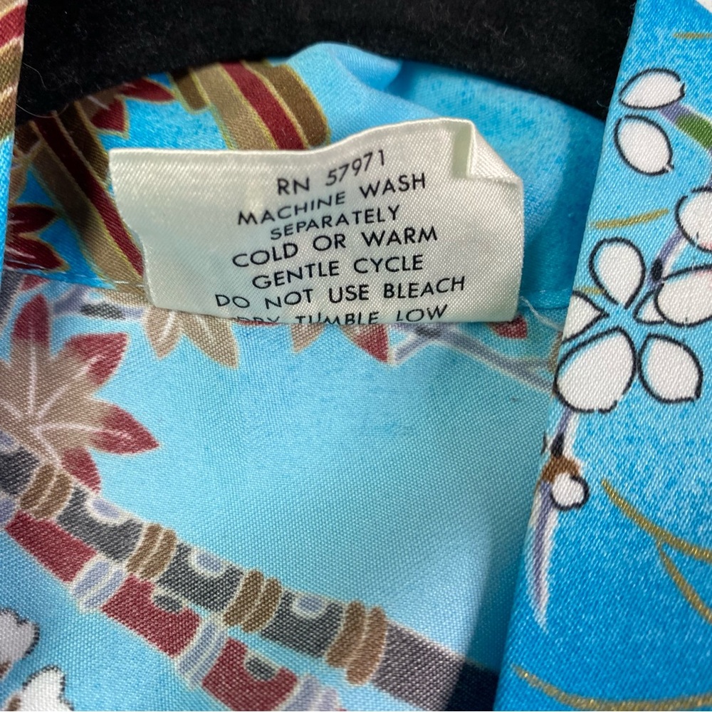 Vintage Light Blue Japanese Kimono Robe Traditional Sleeves Lg - Picture 7 of 7